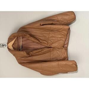 Lioness Faux Leather Puffer Crop Jacket Womens M Camel Model Off Duty City Girl
